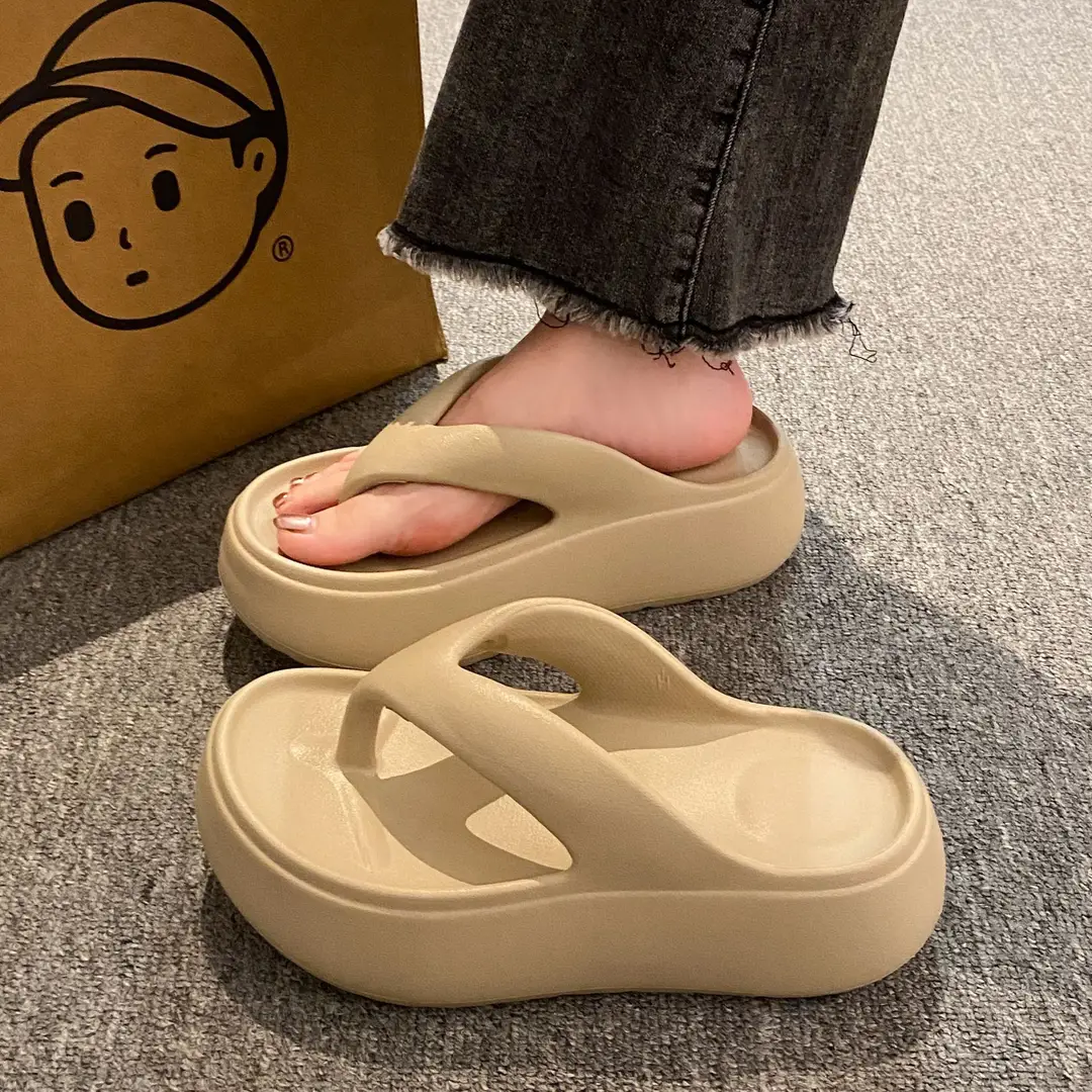Heightening Thick-Soled Flip-Flops for Women in Summer Eva with a Sense of Stepping on for Outer Wear Non-Slip Bathing Home Beach Flip-Flops - Image 4