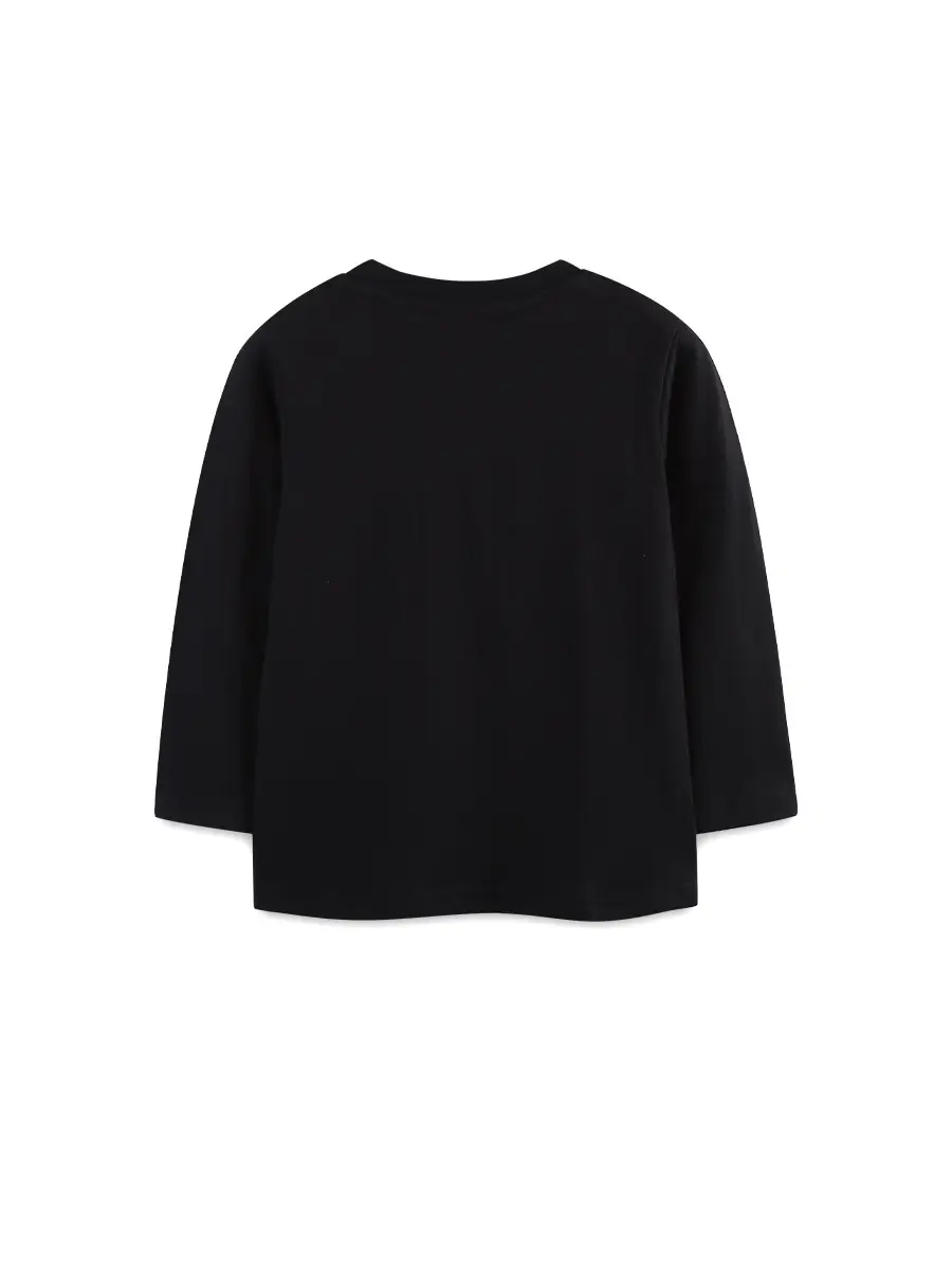 Dinosaur Print Boys Long Sleeve Cotton T-Shirt Black - Image 4