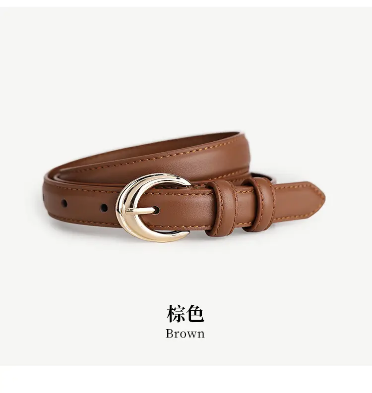 Women Genuine Leather Belt with Gold Buckle — feature 17