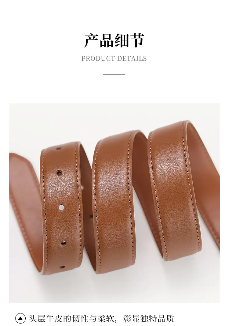Women Genuine Leather Belt with Gold Buckle — feature 20
