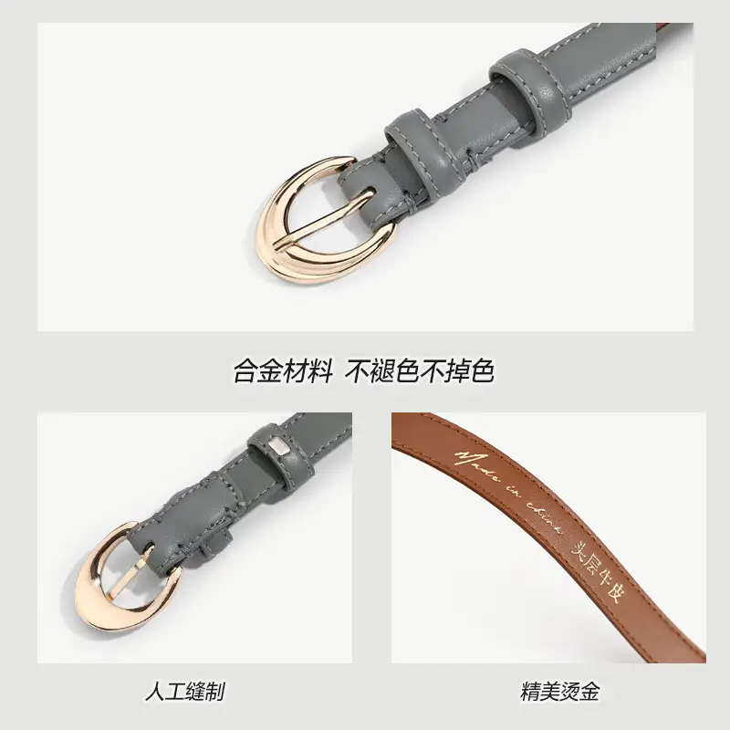 Women Genuine Leather Belt with Gold Buckle — feature 21