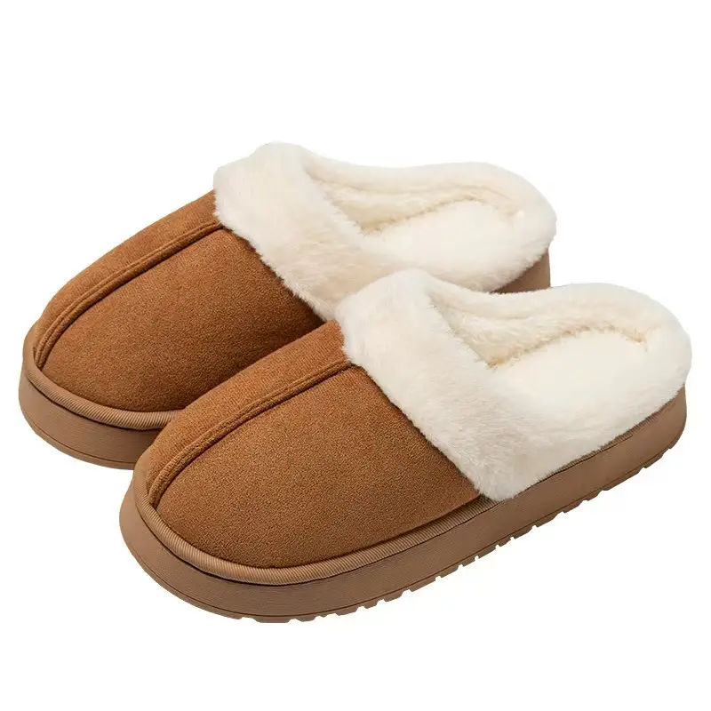 High-Bottom Cotton Slippers for Women in Autumn and Winter Indoor Home Non-Slip Thick-Soled Warm Couple Slippers for Men — feature 2