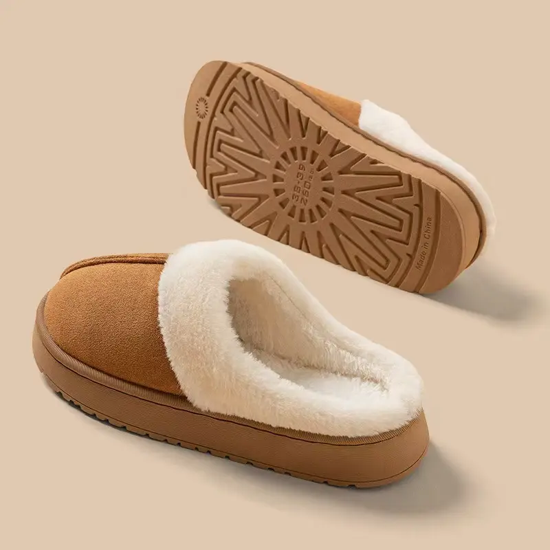 High-Bottom Cotton Slippers for Women in Autumn and Winter Indoor Home Non-Slip Thick-Soled Warm Couple Slippers for Men — feature 3