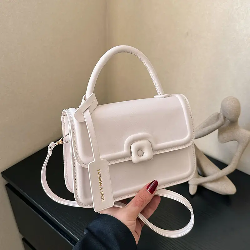 Korean Style Small Square Bag Beige Shoulder Crossbody - Image 6