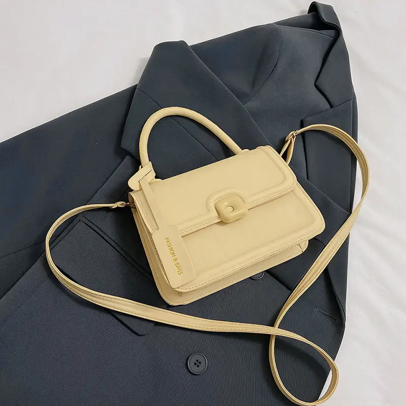 Korean Style Small Square Bag Beige Shoulder Crossbody - Image 4