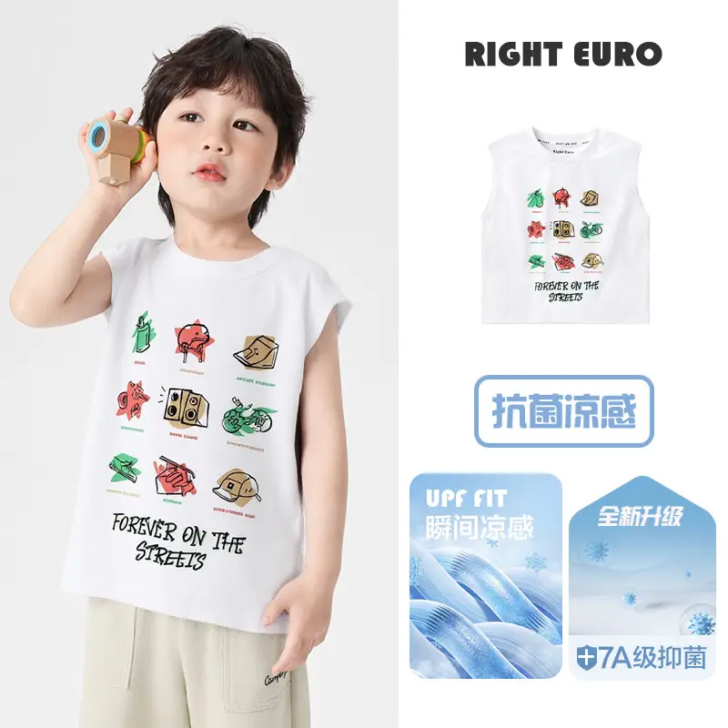 Boys Sleeveless T-Shirts Summer New Kids Cotton Set - Image 5