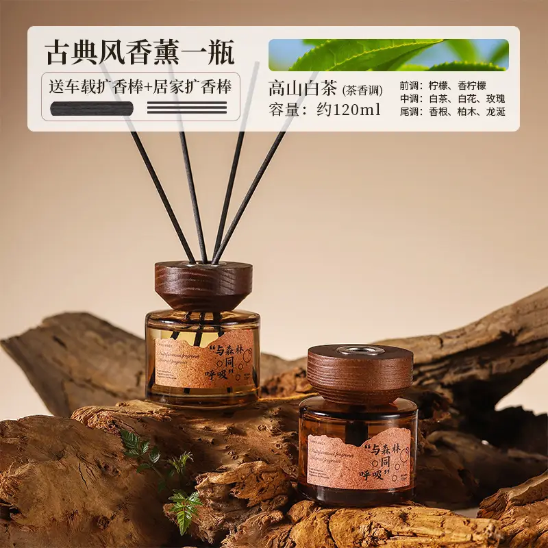 Ebony Agarwood Car Aromatherapy Fireless Aromatherapy Wooden Long-Lasting Diffusing Car Perfume Fragrance Ornaments Car and Home Dual Use