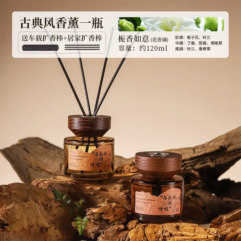 Ebony Agarwood Car Aromatherapy Fireless Aromatherapy Wooden Long-Lasting Diffusing Car Perfume Fragrance Ornaments Car and Home Dual Use