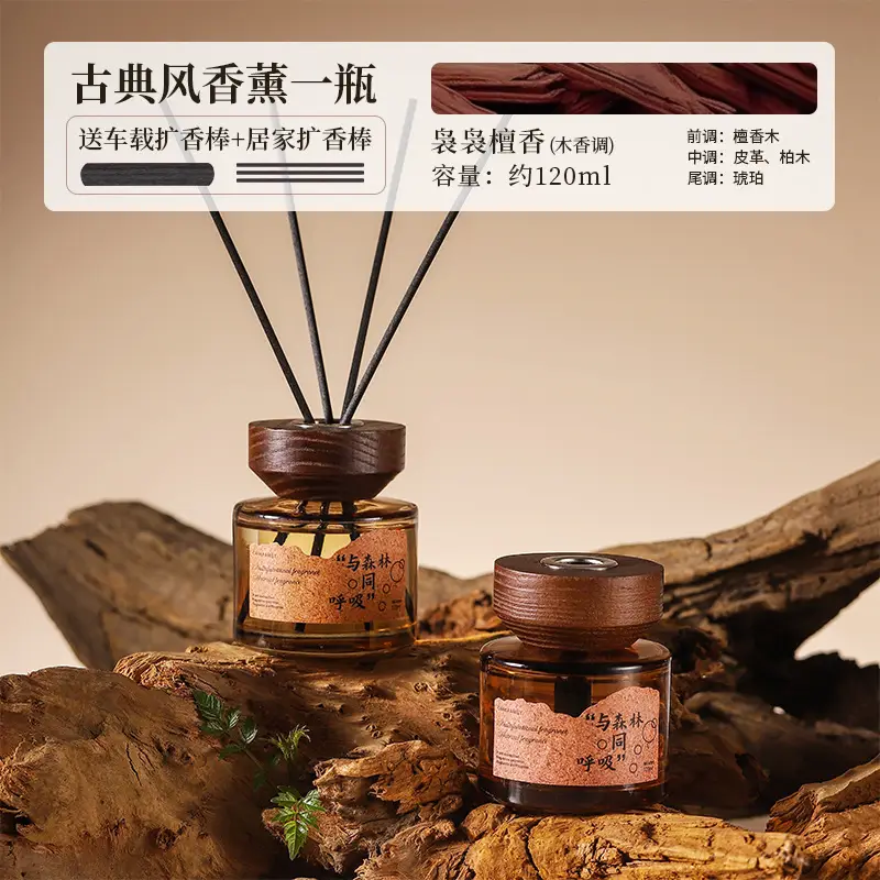 Ebony Agarwood Car Aromatherapy Fireless Aromatherapy Wooden Long-Lasting Diffusing Car Perfume Fragrance Ornaments Car and Home Dual Use