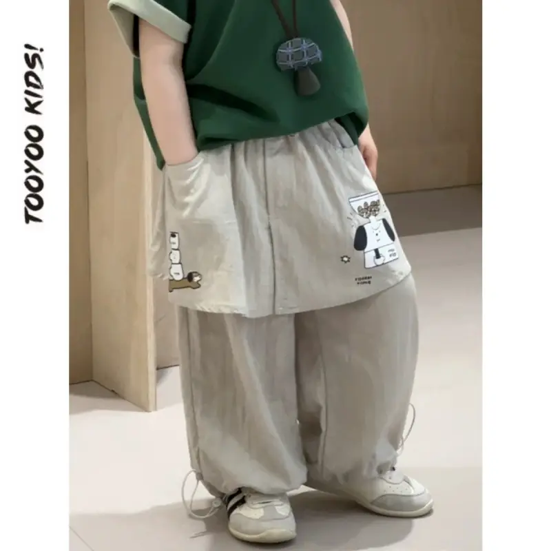 Kids Korean Short Sleeve T-Shirt Set Green Gray 2025 - Image 7