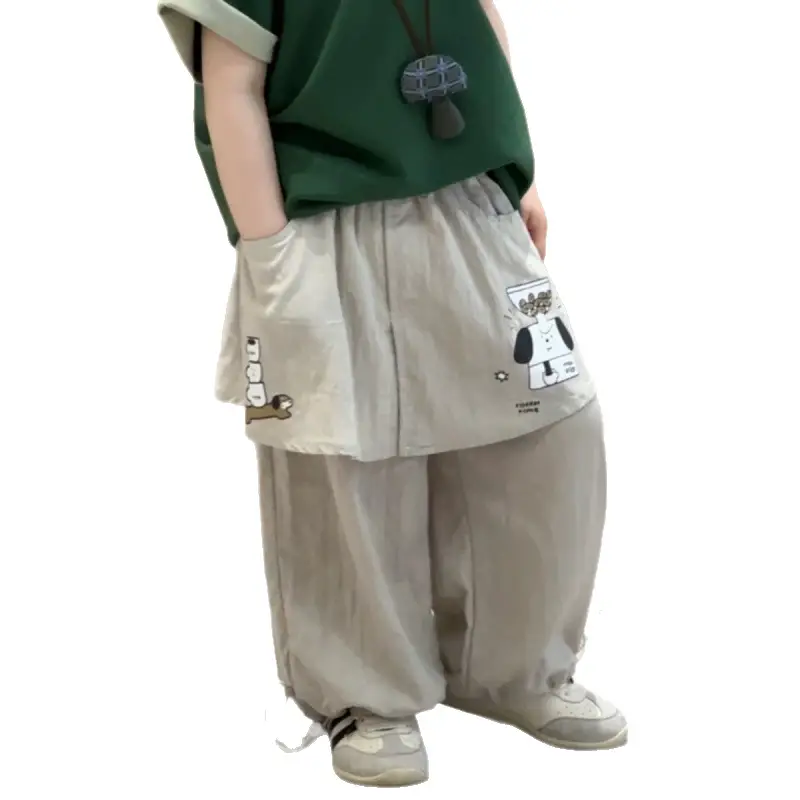 Kids Korean Short Sleeve T-Shirt Set Green Gray 2025 - Image 8