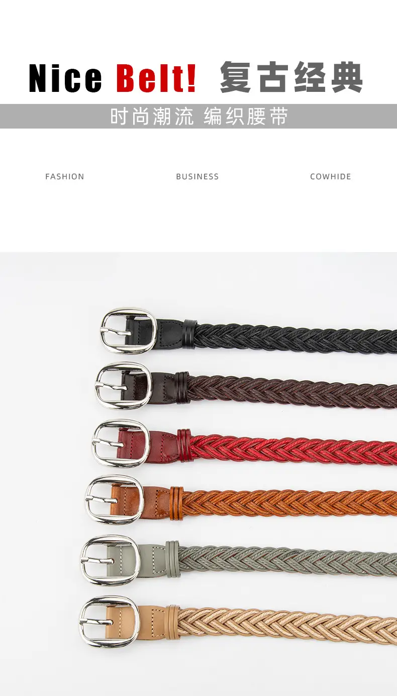 Woven Korean Belt for Women & Men with Pin Buckle — feature 3
