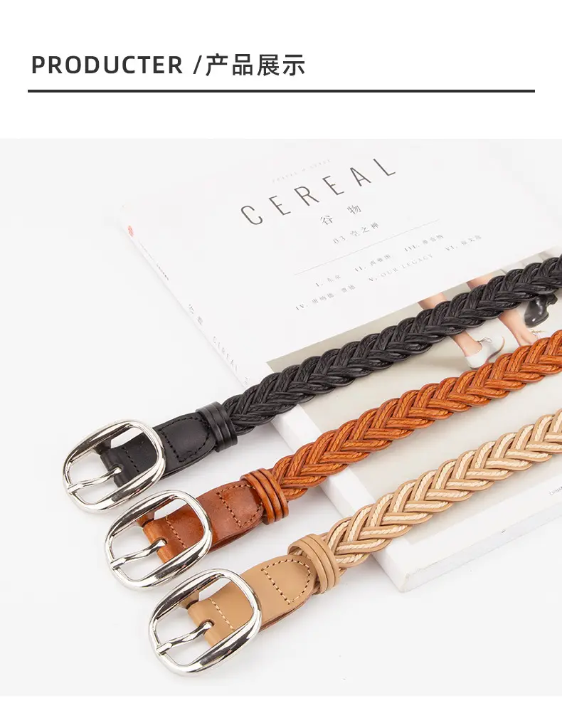 Woven Korean Belt for Women & Men with Pin Buckle — feature 9