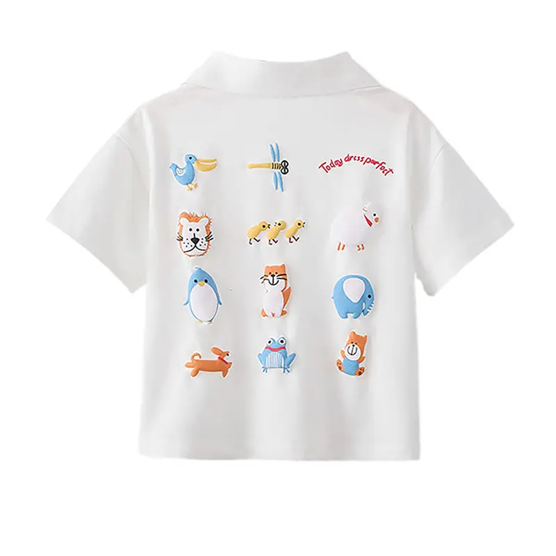White Korean Style Boys Polo Shirt Summer 2025 - Image 5