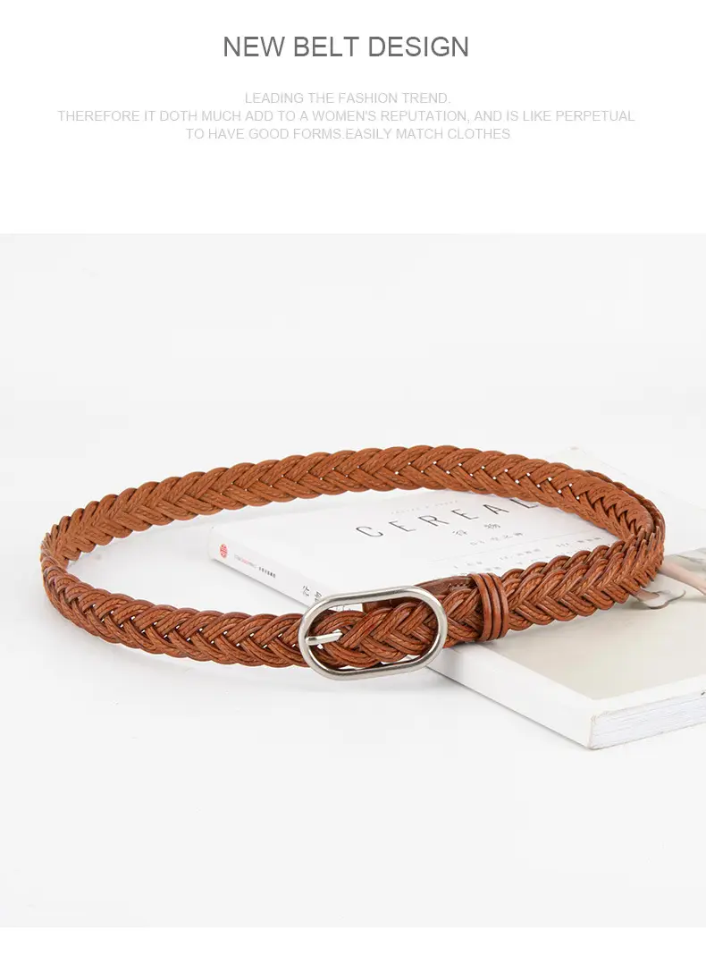 Red Braided Leather Belt for Girls with Silver Buckle — feature 11