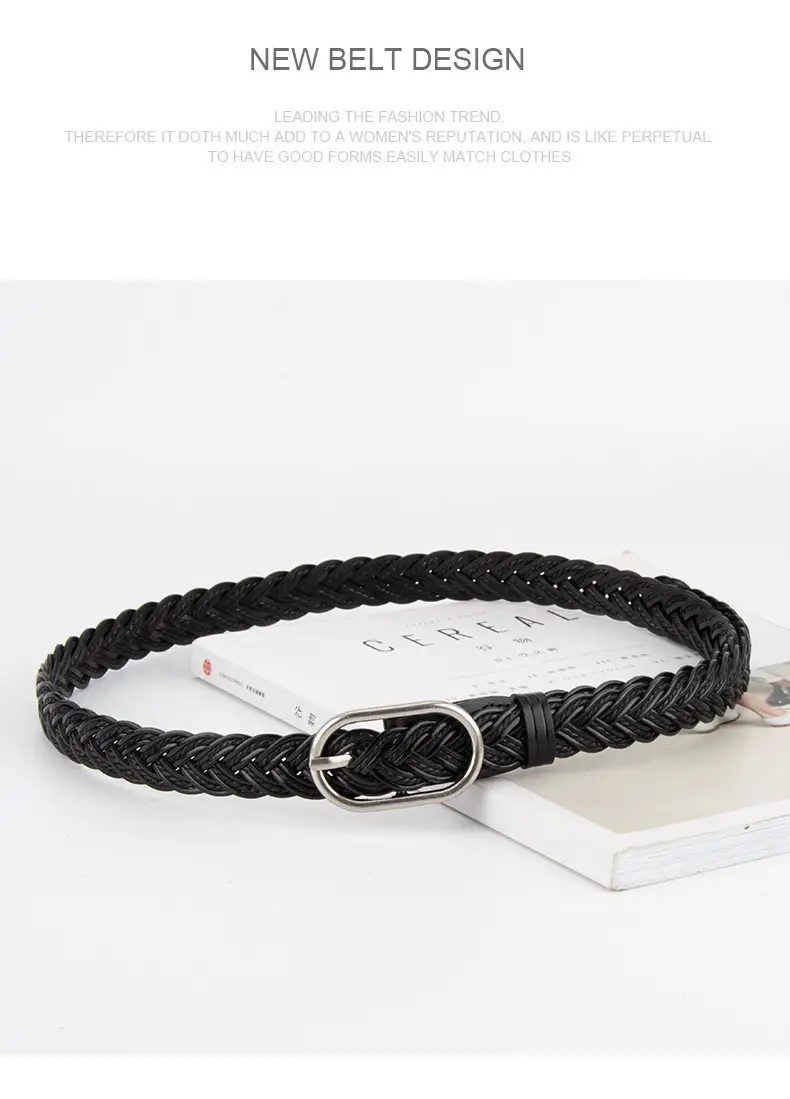 Red Braided Leather Belt for Girls with Silver Buckle — feature 12