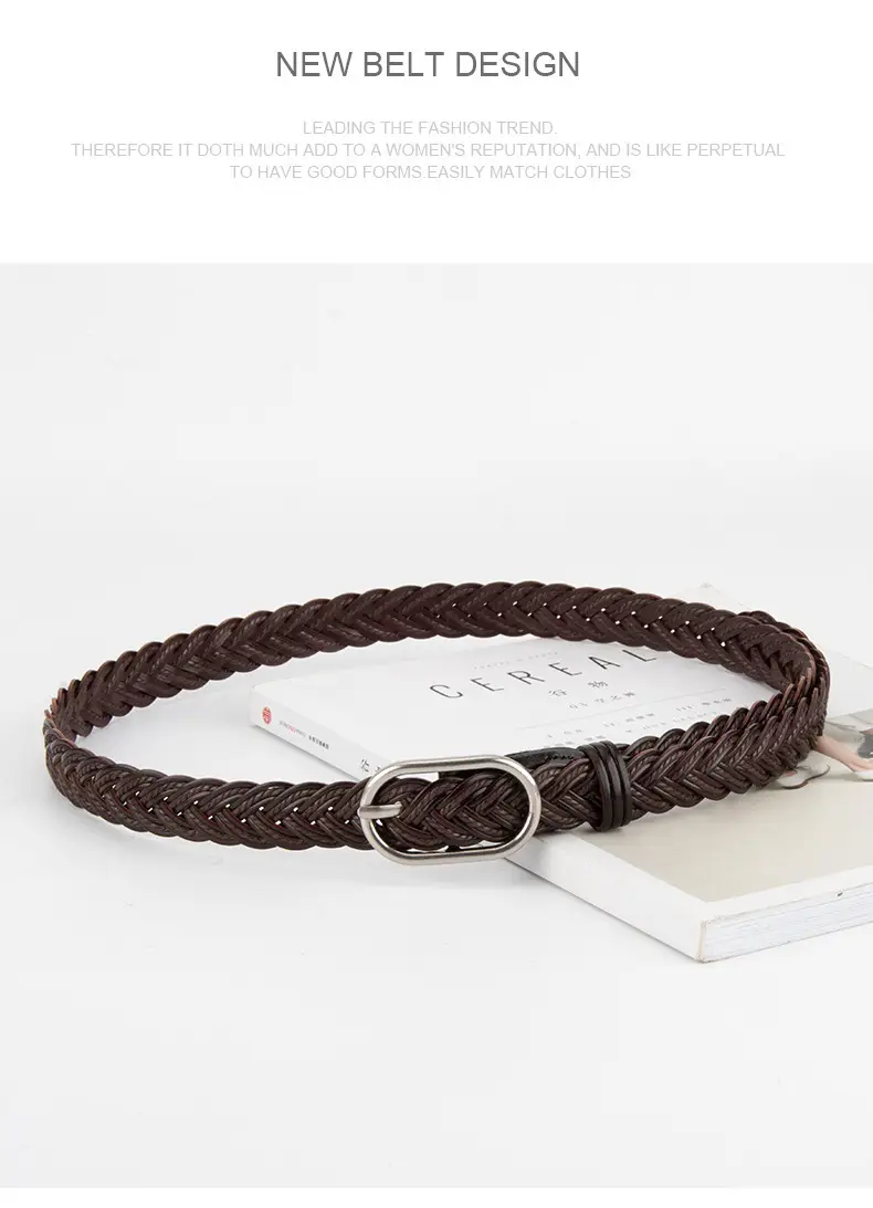 Red Braided Leather Belt for Girls with Silver Buckle — feature 13