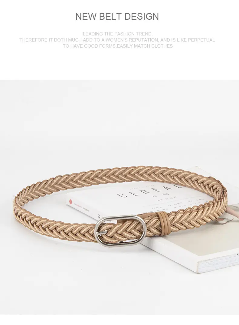 Red Braided Leather Belt for Girls with Silver Buckle — feature 14