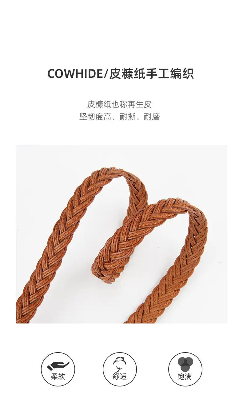 Red Braided Leather Belt for Girls with Silver Buckle — feature 5