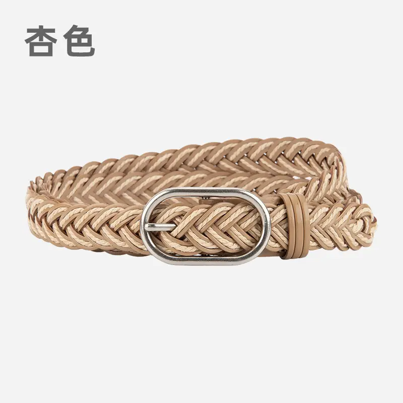 Red Braided Leather Belt for Girls with Silver Buckle - Image 5