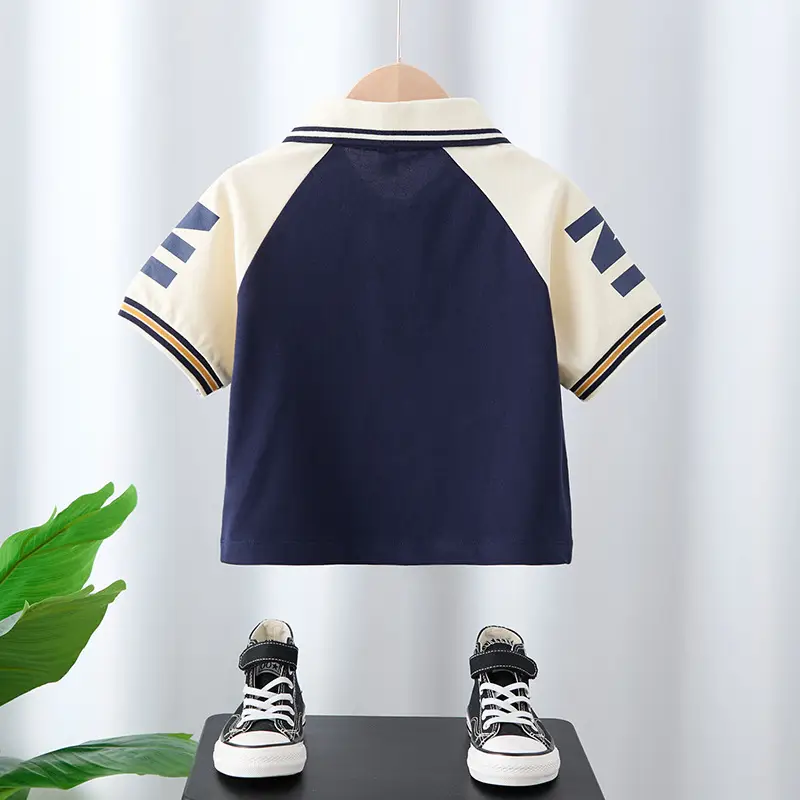 Boys Navy Polo Shirt Easy Comfort Raglan Sleeve T2025 - Image 2