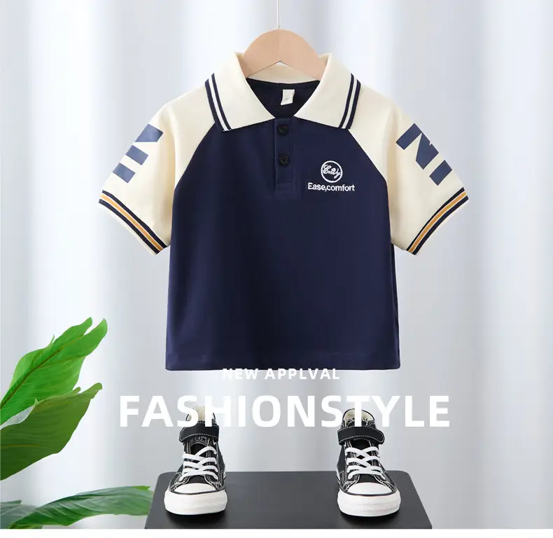 Boys Navy Polo Shirt Easy Comfort Raglan Sleeve T2025 — feature 1