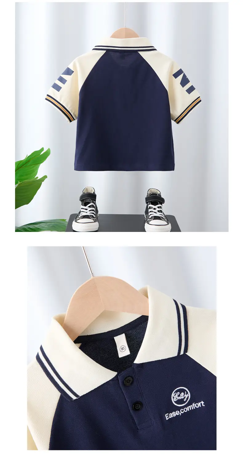 Boys Navy Polo Shirt Easy Comfort Raglan Sleeve T2025 — feature 4