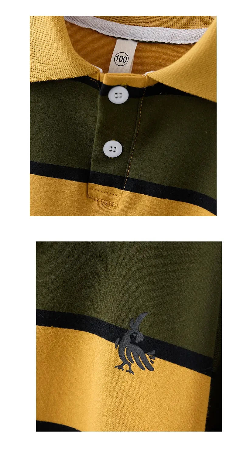 Men Striped Polo Shirt Yellow Green Boys — feature 7