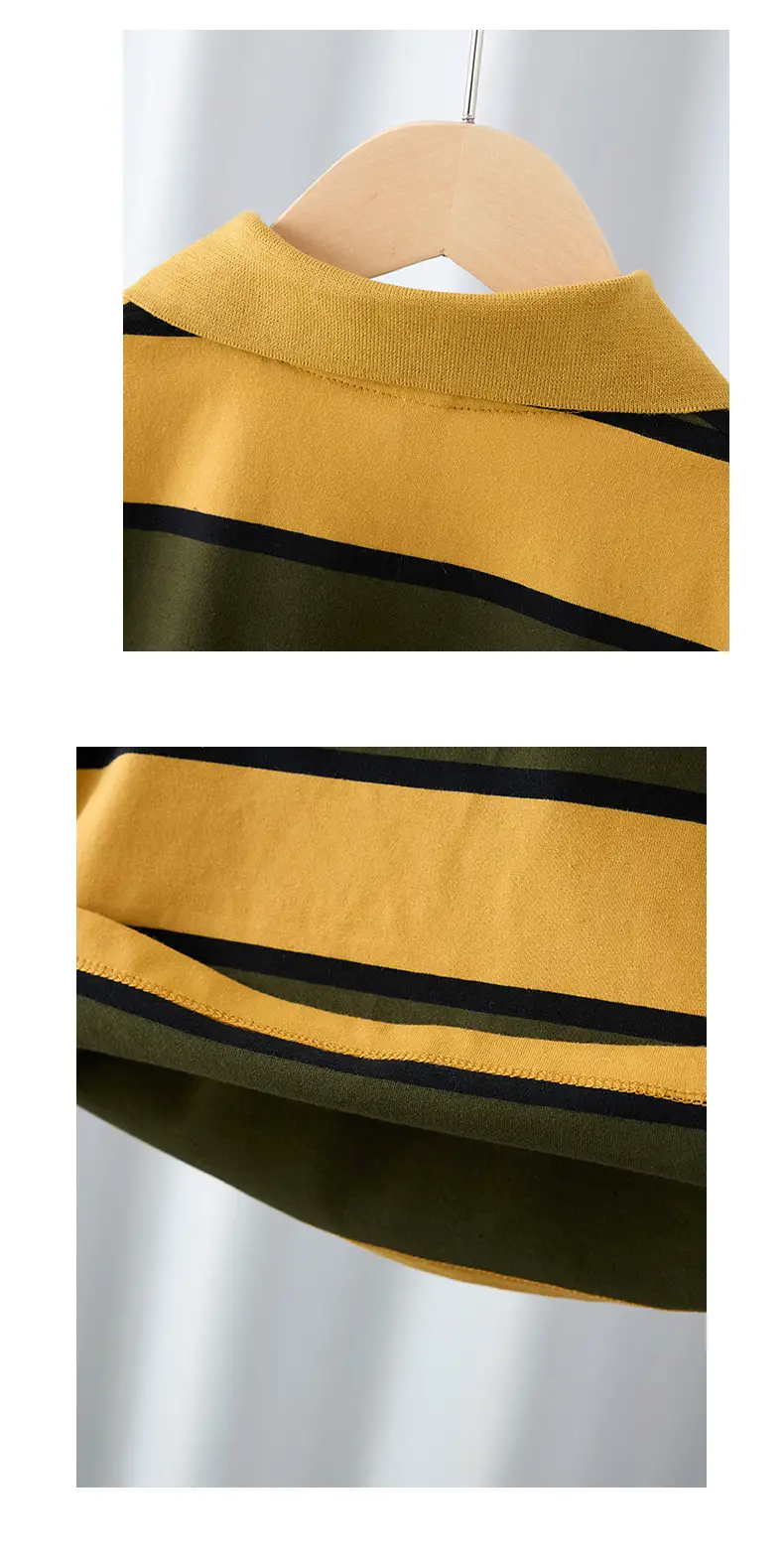 Men Striped Polo Shirt Yellow Green Boys — feature 9