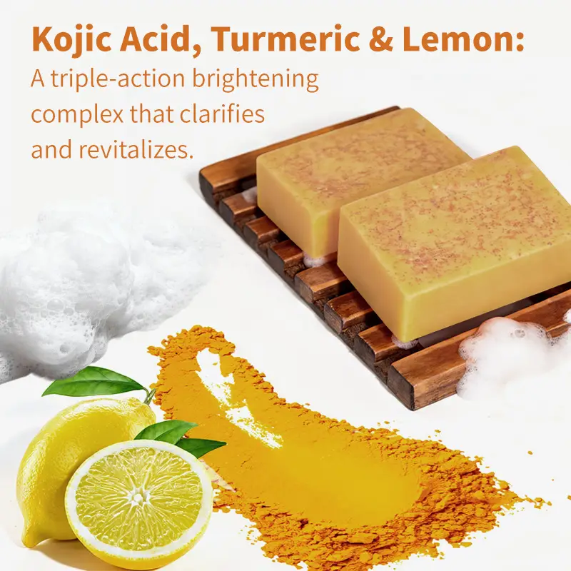 European and American Tk Turmeric Lemon Soap 100g Deep Cleansing and Moisturizing Facial Cleanser Lemon Turmeric Kojic Acid Soap — feature 4