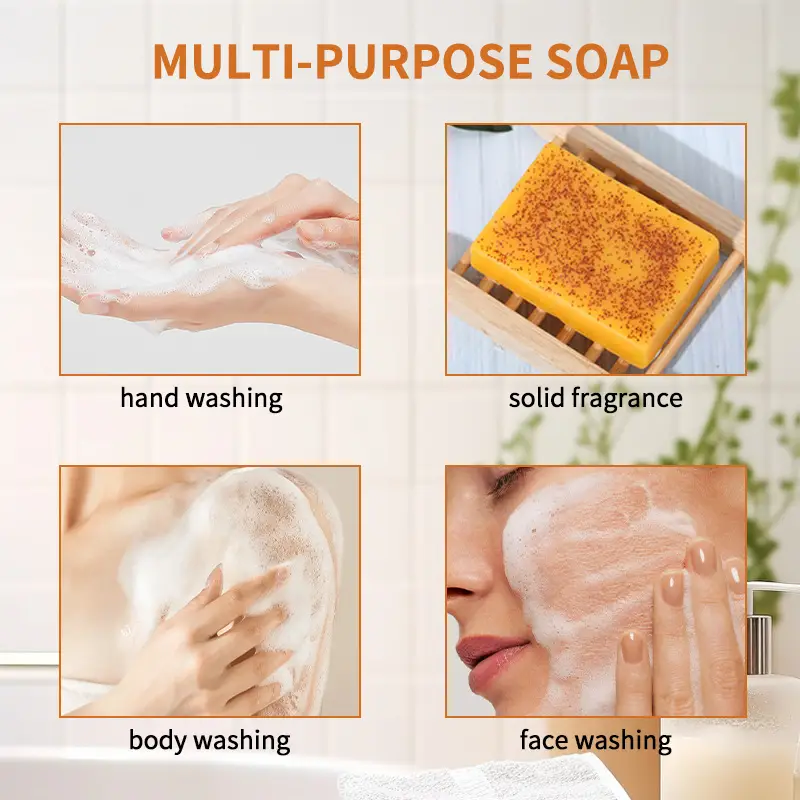 European and American Tk Turmeric Lemon Soap 100g Deep Cleansing and Moisturizing Facial Cleanser Lemon Turmeric Kojic Acid Soap — feature 6