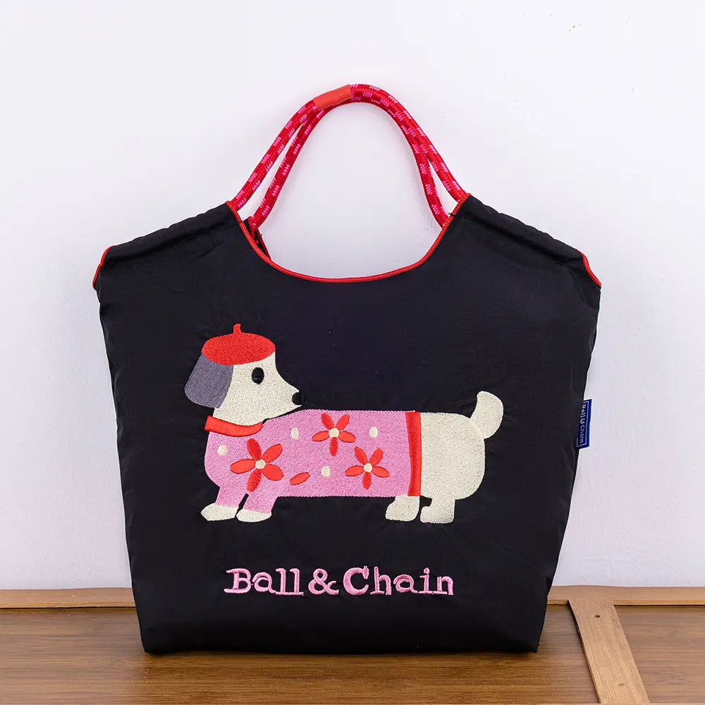 Women's Cartoon Print Shoulder Tote Bag Grey Pink