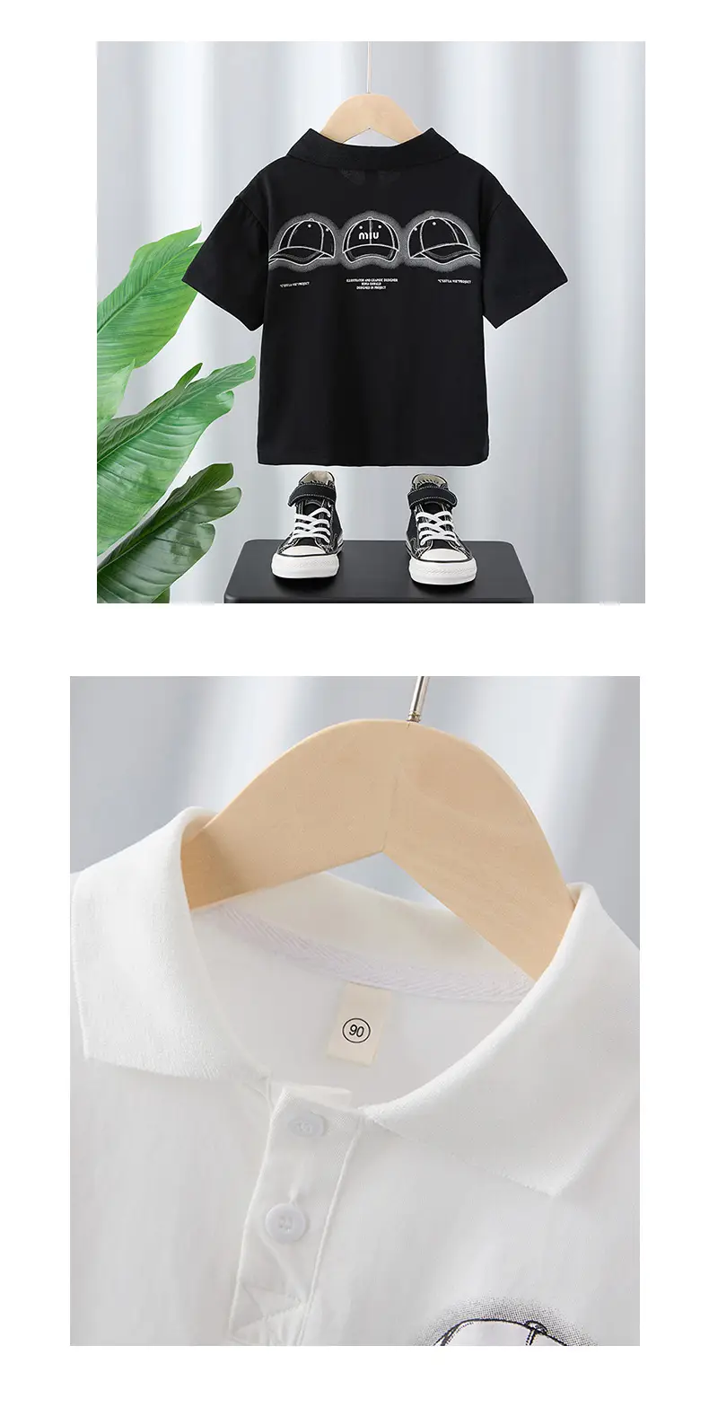 Boys White Polo T-Shirt with Cap Graphic — feature 6