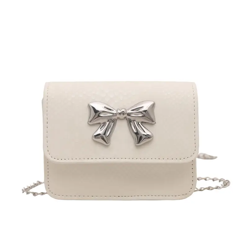 Women's White Butterfly Crossbody Bag with Chain Strap