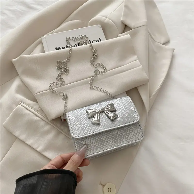 Women's White Butterfly Crossbody Bag with Chain Strap