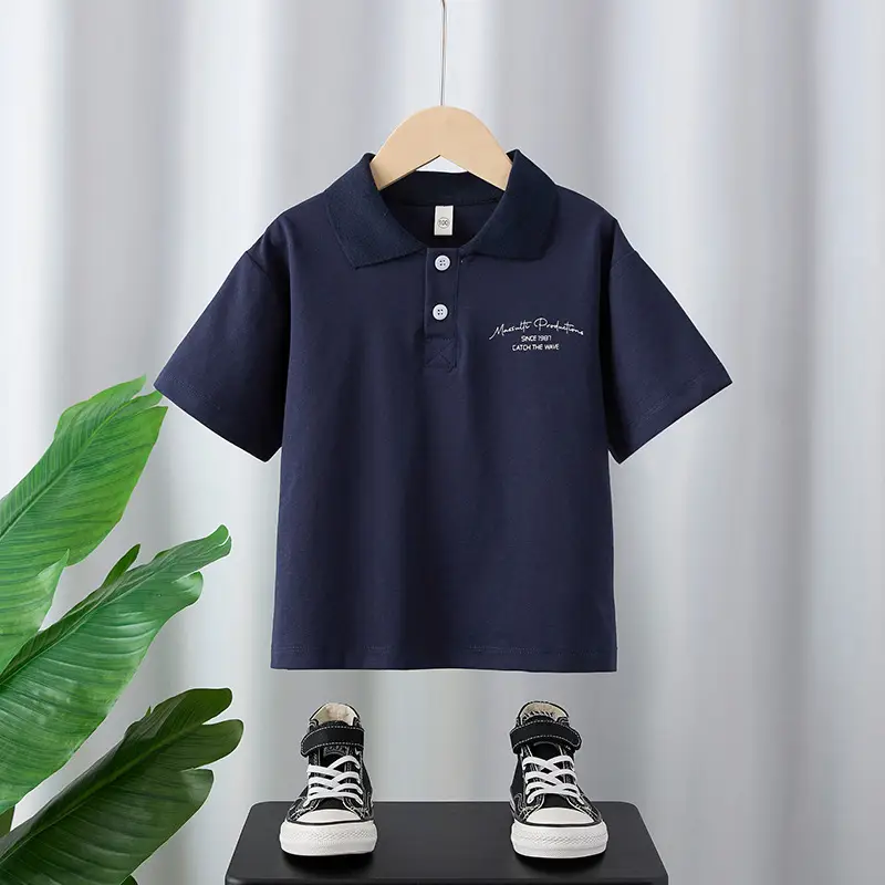 Boys White Korean Style Polo Shirt Summer 2025