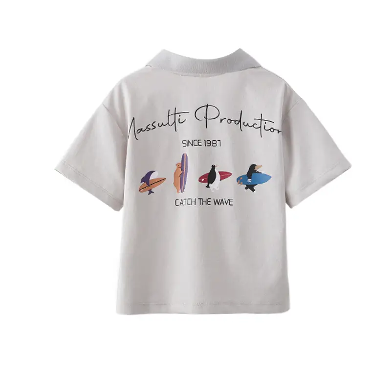 Boys White Korean Style Polo Shirt Summer 2025