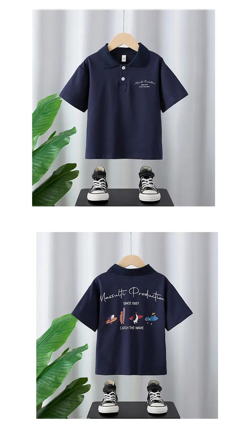 Boys White Korean Style Polo Shirt Summer 2025 — feature 5
