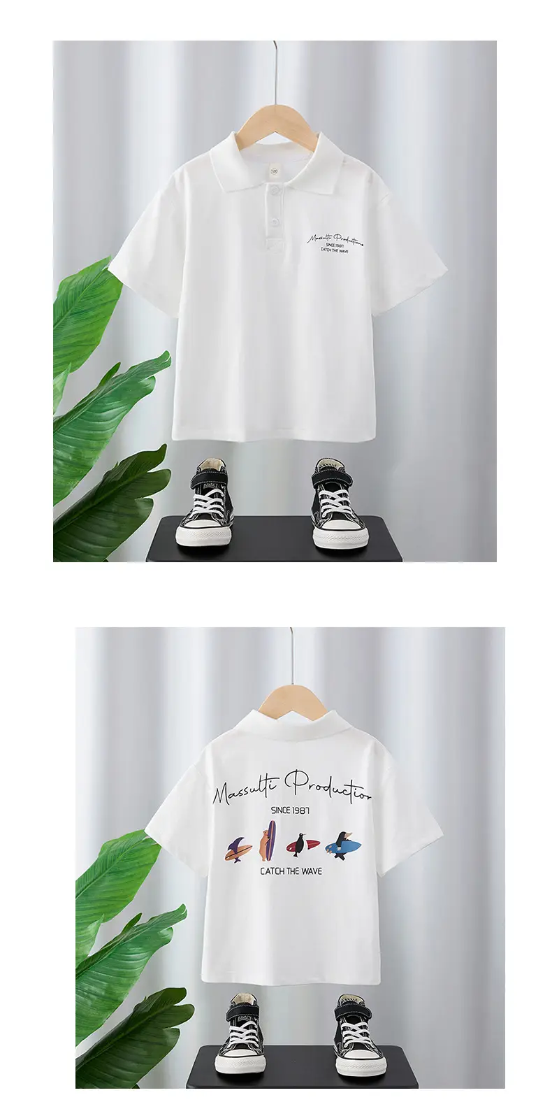Boys White Korean Style Polo Shirt Summer 2025 — feature 6