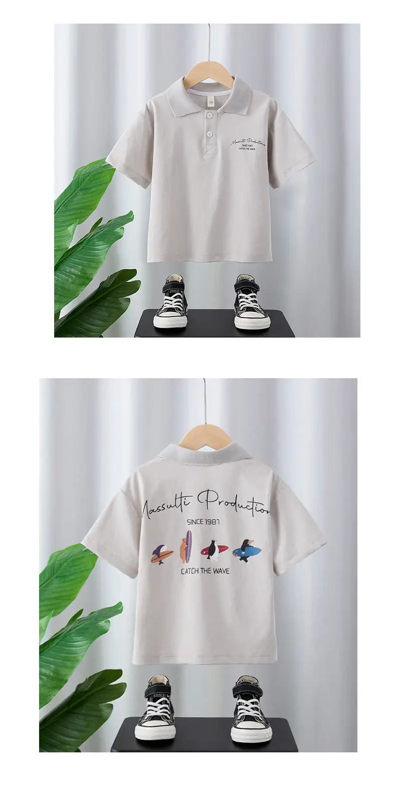 Boys White Korean Style Polo Shirt Summer 2025 — feature 7