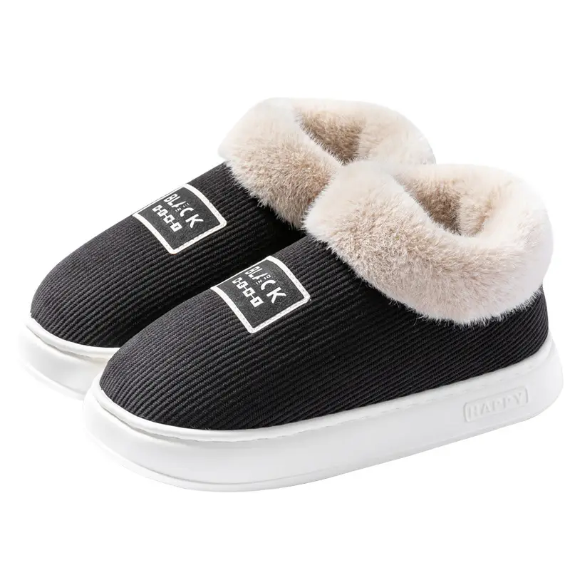 High-Top Cotton Shoes for Men in Winter, Warm Outer Wear Cotton Slippers, Non-Slip Thick Soles, Indoor Home Bag-Heeled Cotton Slippers - Image 17