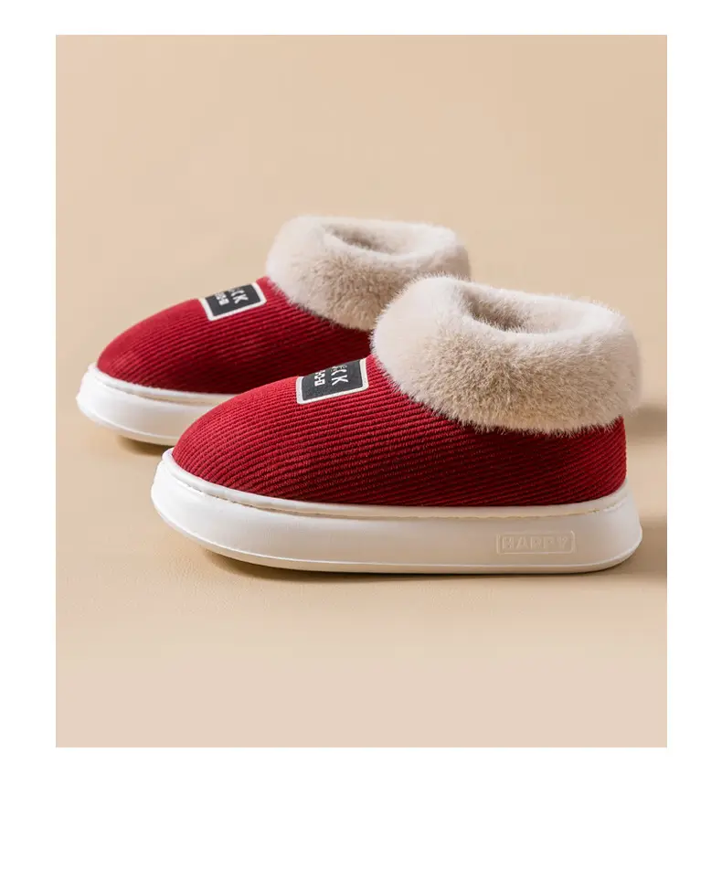 High-Top Cotton Shoes for Men in Winter, Warm Outer Wear Cotton Slippers, Non-Slip Thick Soles, Indoor Home Bag-Heeled Cotton Slippers — feature 13
