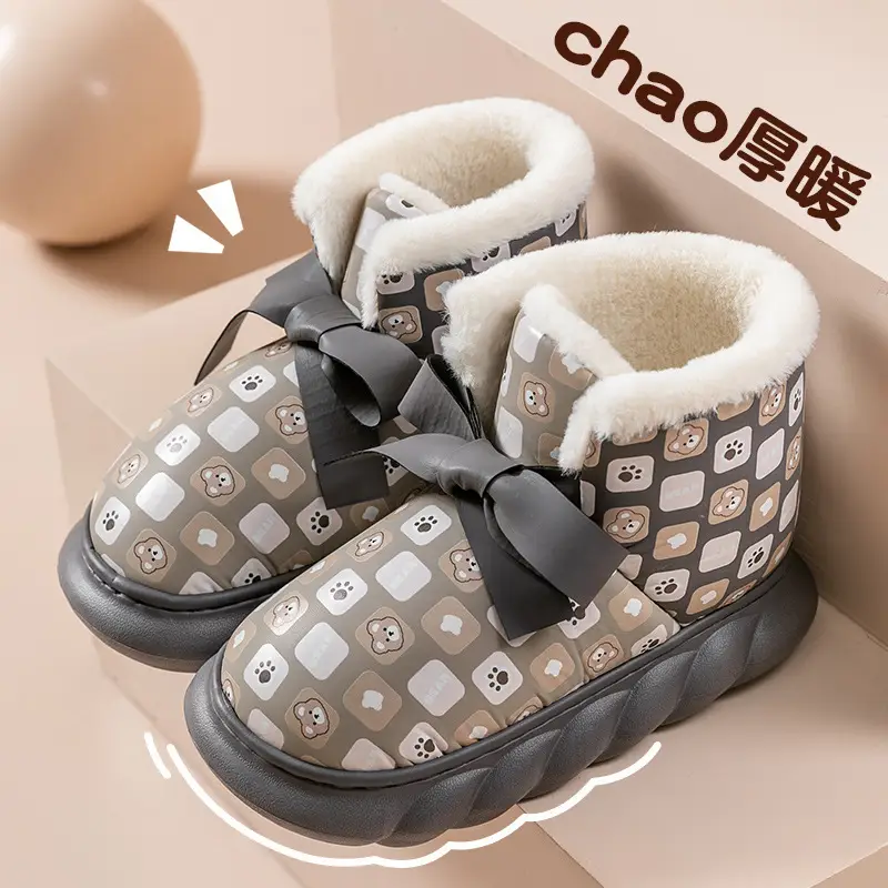 High-Top Cotton Shoes for Men in Winter, Warm Outer Wear Cotton Slippers, Non-Slip Thick Soles, Indoor Home Bag-Heeled Cotton Slippers - Image 11