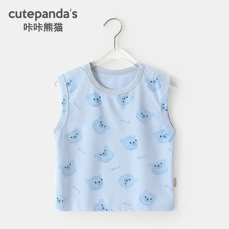 Kaka Panda Boys Sleeveless T-Shirt White Summer Baby Tops - Image 7