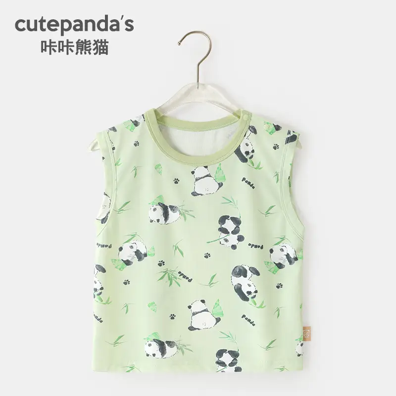 Kaka Panda Boys Sleeveless T-Shirt White Summer Baby Tops - Image 8