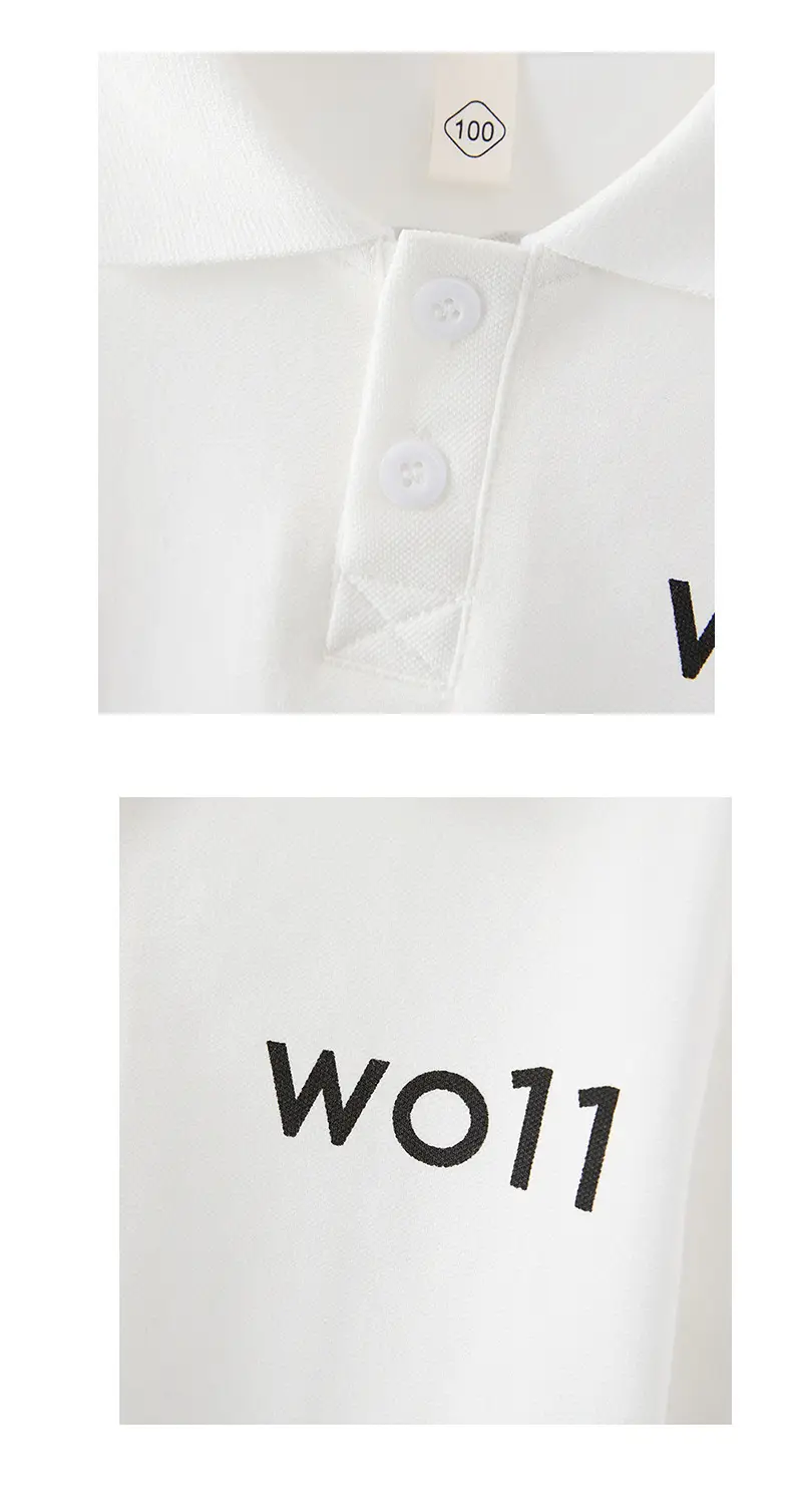 Children's White Polo T-Shirt with "WO11" Print — feature 7