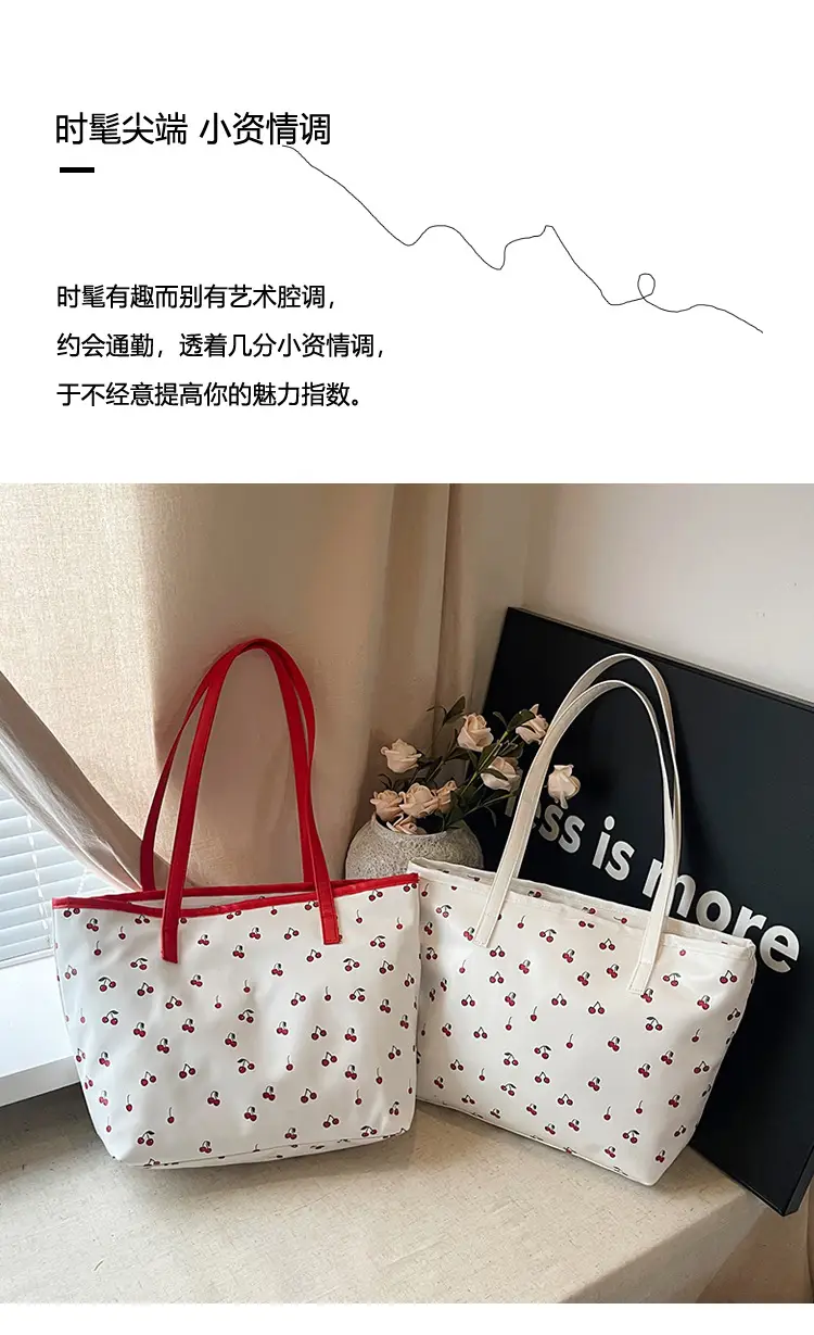 Printed Red Heart Tote Bag for Girls Women Commute — feature 1