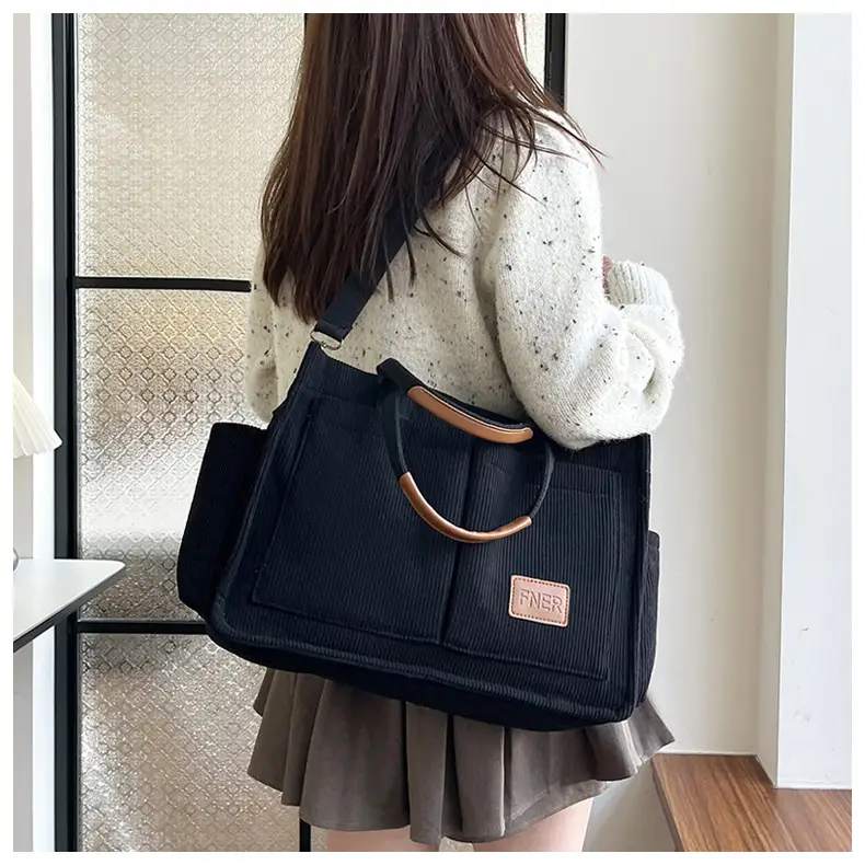 Cross-Border College Style Canvas Bag Large Capacity Crossbody Bag — feature 21