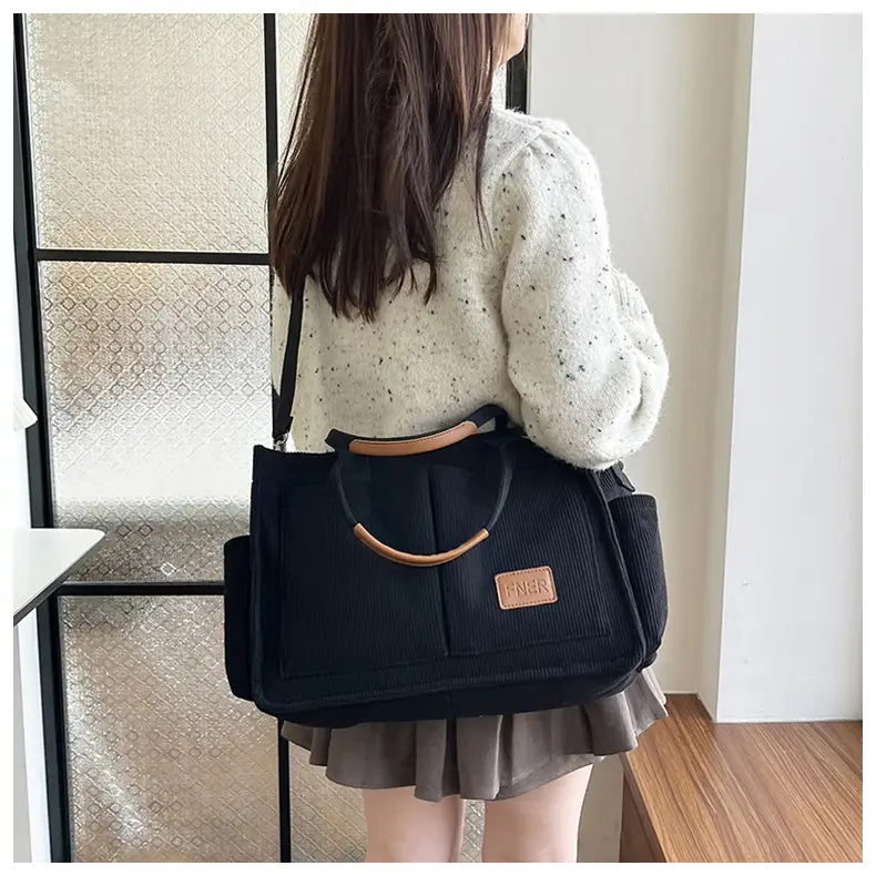 Cross-Border College Style Canvas Bag Large Capacity Crossbody Bag — feature 22