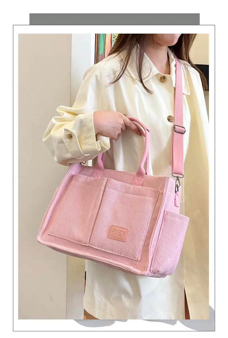 Cross-Border College Style Canvas Bag Large Capacity Crossbody Bag — feature 3